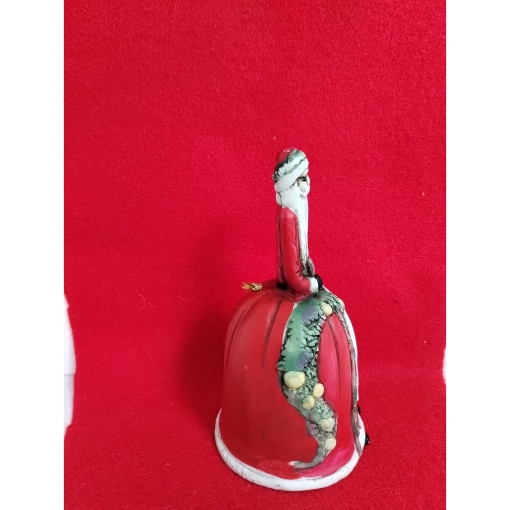 Old World Ceramic Christmas Santa Bell 5"